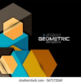 Formas geométricas de papel texturizado sobre negro