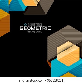 Textured paper geometric shapes on black