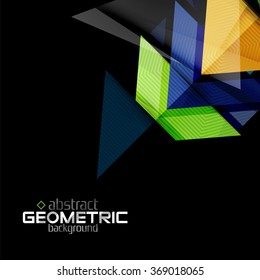 Textured paper geometric shapes on black