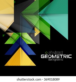 Textured paper geometric shapes on black