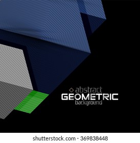 Textured paper geometric shapes on black