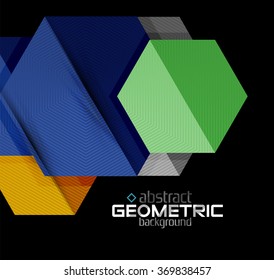 Formas geométricas de papel texturizado sobre negro