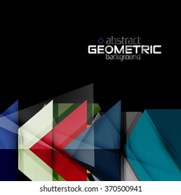 Textured paper geometric shapes on black