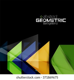 Textured paper geometric shapes on black
