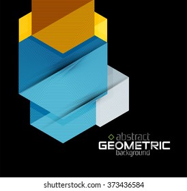 Textured paper geometric shapes on black
