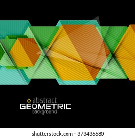 Formas geométricas de papel texturizado sobre negro
