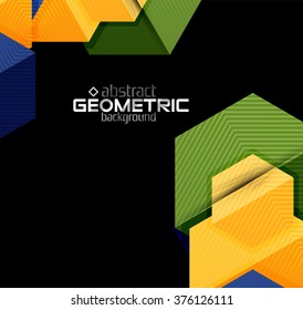 Textured paper geometric shapes on black