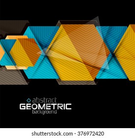 Textured paper geometric shapes on black