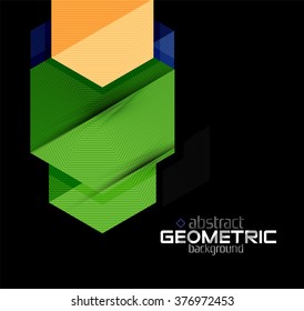 Formas geométricas de papel texturizado sobre negro