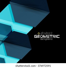 Textured paper geometric shapes on black