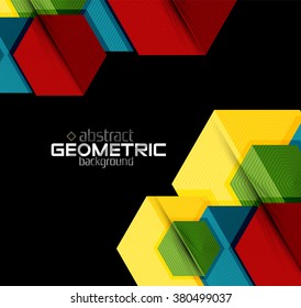Textured paper geometric shapes on black