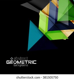 Textured paper geometric shapes on black