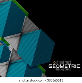 Textured paper geometric shapes on black