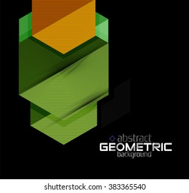 Textured paper geometric shapes on black