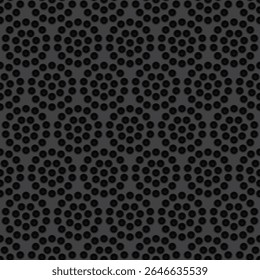 A textured pattern featuring repetitive abstract shapes in dark tones.