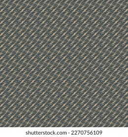 Textured pattern with unstable or wavy stripes. Textile material in gray and dark blue tones. Decorative background. Abstract vector.