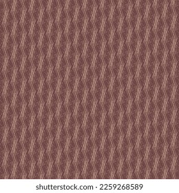 Textured pattern with zigzags and rhombuses arranged in a chain. Abstract tapestry texture. Mauve background with broken stripes and fine striations.