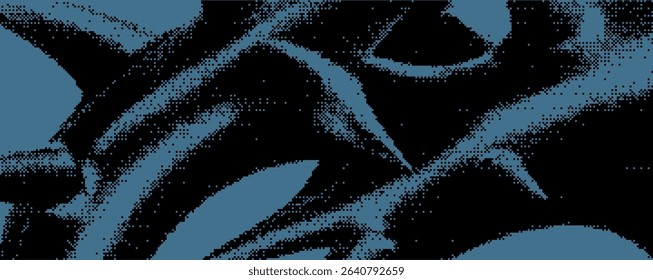 Textured patterns formed by dark branches intertwine against a muted blue backdrop, showcasing an artistic play of light and shadow in a layered composition. Bitmap pixel bg