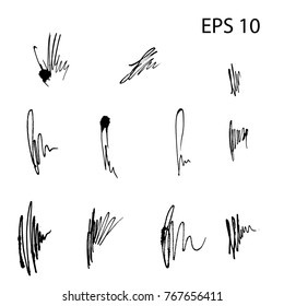 Textured pen Stroke.Grunge ink pen - vector Brush Stroke.Distressed quill. Black Modern 