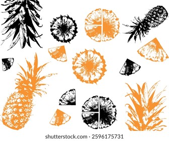 Textured Pineapple in Artistic Print