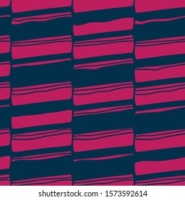 Textured pink blocks on dark blue background seamless.