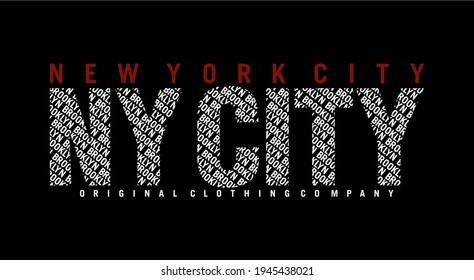 Textured Pixelated 'NY CITY' Typography on Black, Abstract Patterned Lettering Representing Urban New York City Style for Modern Apparel and Graphic Design.