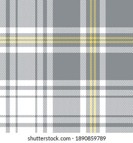 Textured Plaid Pattern In Grey, Yellow, White. Seamless Herringbone Check Plaid For Flannel Shirt, Skirt, Duvet Cover, Or Other Spring Summer Autumn Textile Print.