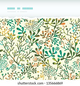 Textured Plants Horizontal Torn Seamless Pattern Background