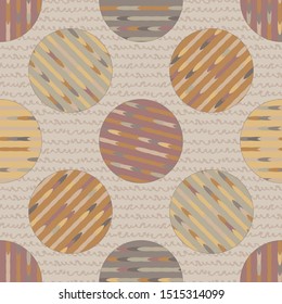 Textured polka dot circle seamless pattern. Japanese style homespun textile background. Soft pink neutral tones. All over print for asian zakka craft, home decor, packaging. Vector swatch repeat.