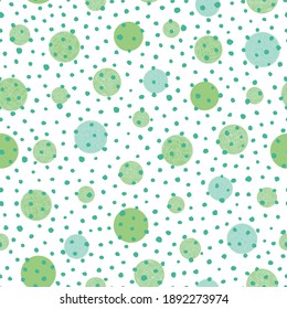 Textured Polka Dot Seamless Vector Repeat Background. Irregular Sprinkled Green Design. Close Up, All Over Repeat. Interior Design, Home Decor, Interiors. Vector EPS 10 Tile.
