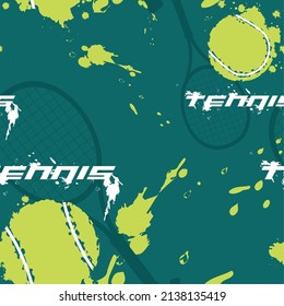 Textured poster with tennis ball and rackets Vector