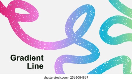 Textured rainbow colored curved lines. Spiral lines for minimal design on white background. Vector illustration