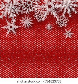 Textured red background with snowflakes