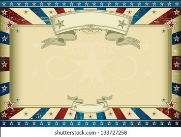 Textured red blue retro certificate. A vintage horizontal poster with a large copy space for you. Perfect size for a screen.