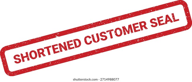 Una impresión de sello grunge rojo texturizado con la frase 'sello Cliente acortado'. Útil para documentos oficiales, garantías y procesos de verificación.
