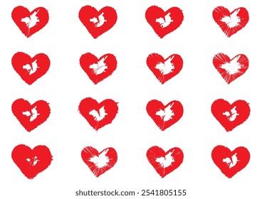Textured Red Heart Designs: Grunge-Style Distressed Hearts for Bold and Expressive Artwork