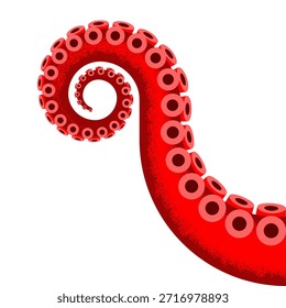 «Textured Red Octopus Tentacle Three of Three. "Tentáculo aislado con diseño de superposición oscura"