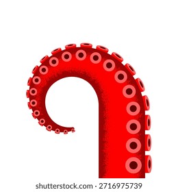 «Textured Red Octopus Tentacle Two of Three. Single Marine Element with Pattern Texture»