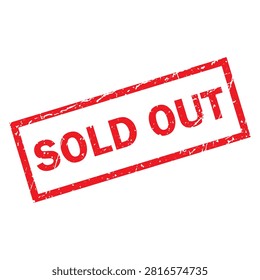 A textured red rubber stamp design with the words Sold Out inside a rectangular border. Perfect for retail sales, business, or inventory labels.