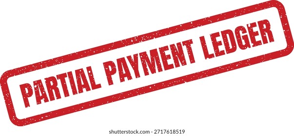 Una marca de sello de goma roja texturizada con el texto "Libro mayor de pagos parciales", perfecto para ilustrar registros financieros y asientos contables. Útil para el seguimiento de las transacciones.