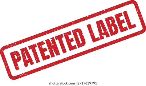 Un sello rojo texturizado que actúa como una etiqueta para denotar el Estado patentado, adecuado para el embalaje del producto y la documentación legal.