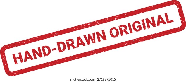Un sello rojo texturizado que muestra "ORIGINAL DIBUJADO A MANO" ofrece una sensación retro para validar creaciones o artículos genuinos y únicos.