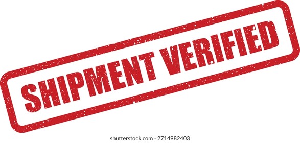Eine strukturierte rote Briefmarke mit der Aufschrift "VERSANDVERIFIZIERT", die perfekt für die Bestätigung der Lieferung, Qualitätsprüfungen oder validierten Versandprozesse geeignet ist.