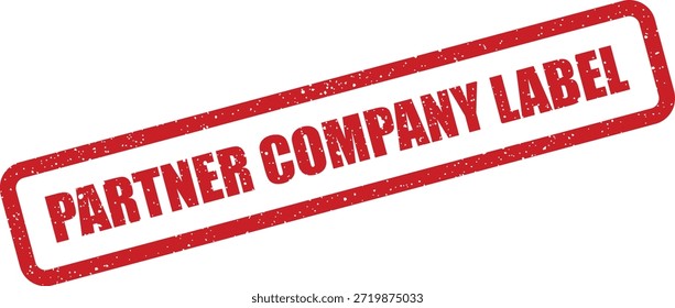 Um gráfico de carimbo vermelho texturizado com "Etiqueta da empresa parceira", perfeito para marcas, identificação de negócios ou materiais corporativos.