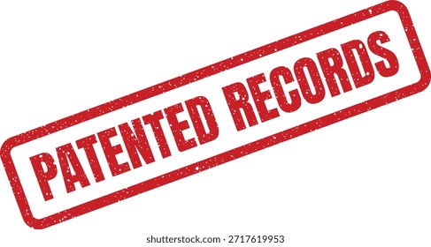 Sello texturizado de Vector rojo para REGISTROS PATENTADOS, adecuado para presentaciones legales, gestión de archivos o contextos de protección de datos.