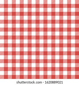 Textured red and white plaid vector background. The pattern for textiles. Background for food. Chequered. Seamless checkered pattern.