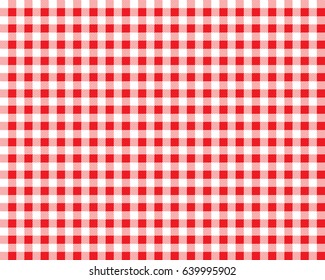 Textured red and white plaid vector background. The pattern for textiles. Background for food. Chequered. Seamless checkered pattern.
