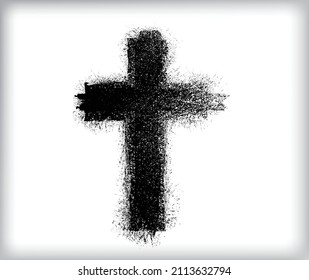 Textured Religion Cross . Christian cross . Vector