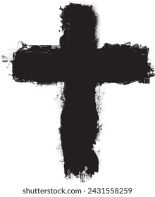 Textured Religion Cross . Christian cross . Vector