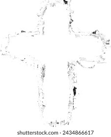 Textured Religion Cross . Christian cross . Vector